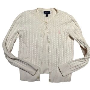 Polo Ralph Lauren Cream Cable Knit Cardigan size 8-10 girls (M)